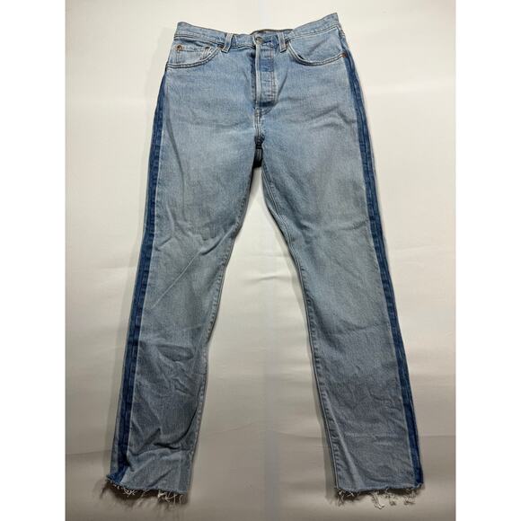 Levi's 501S Women's Skinny Leg Button Fly Blue Denim Jeans - Size 28x28 (29x27) - Picture 1 of 6